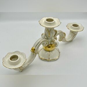 Elegant White and Gold Candelabra